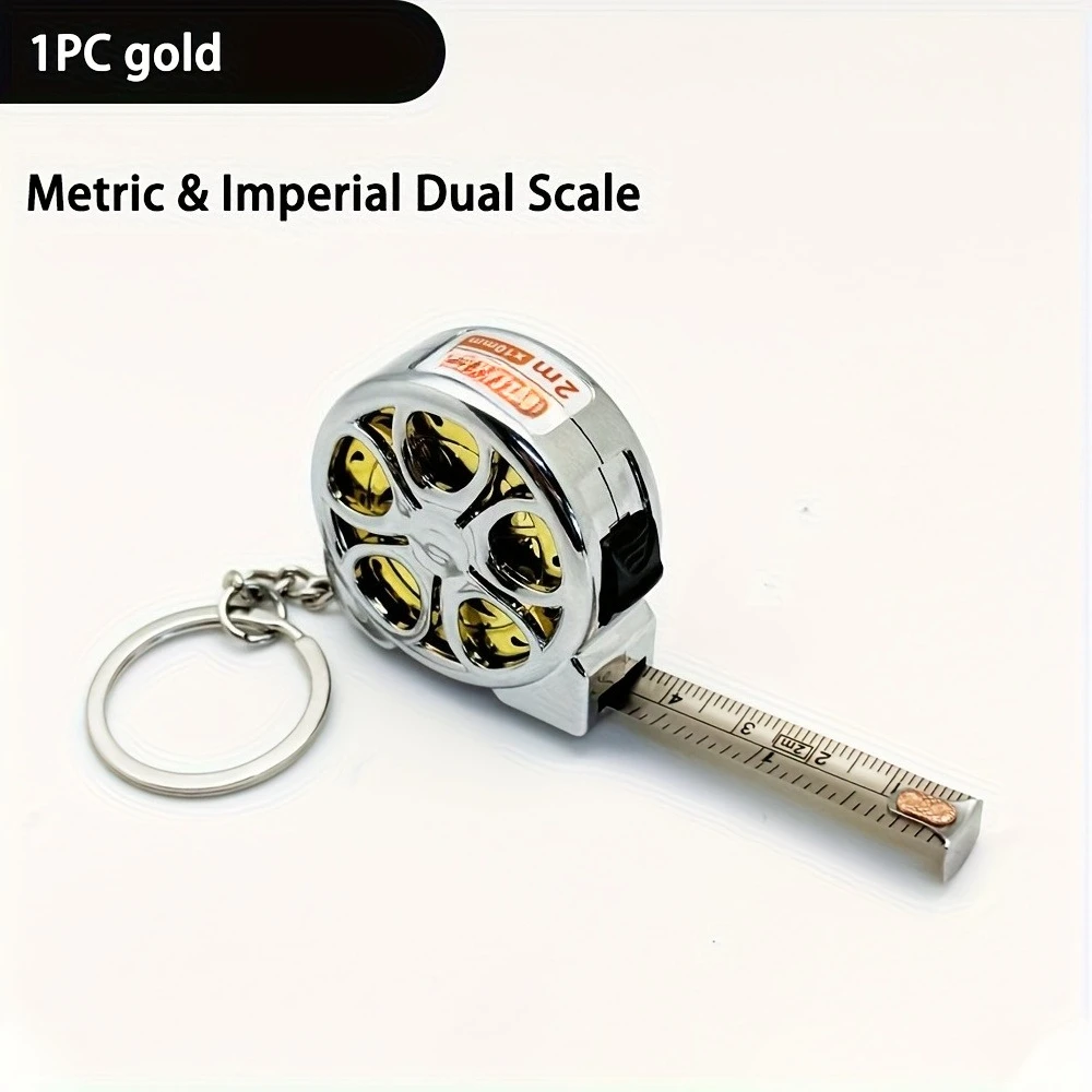 1pc Mini Keychain Tape Measure 2m Steel Tape Measure Delicate Small Steel Ruler,  Multipurpose Steel Tape Measure Gift Ruler