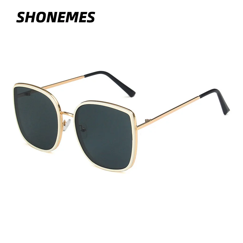 Shonemes Oversized Zonnebril Retro Vierkante Tinten Groot Frame Buiten Uv400 Zonnebril Zwart Wit Voor Vrouwen