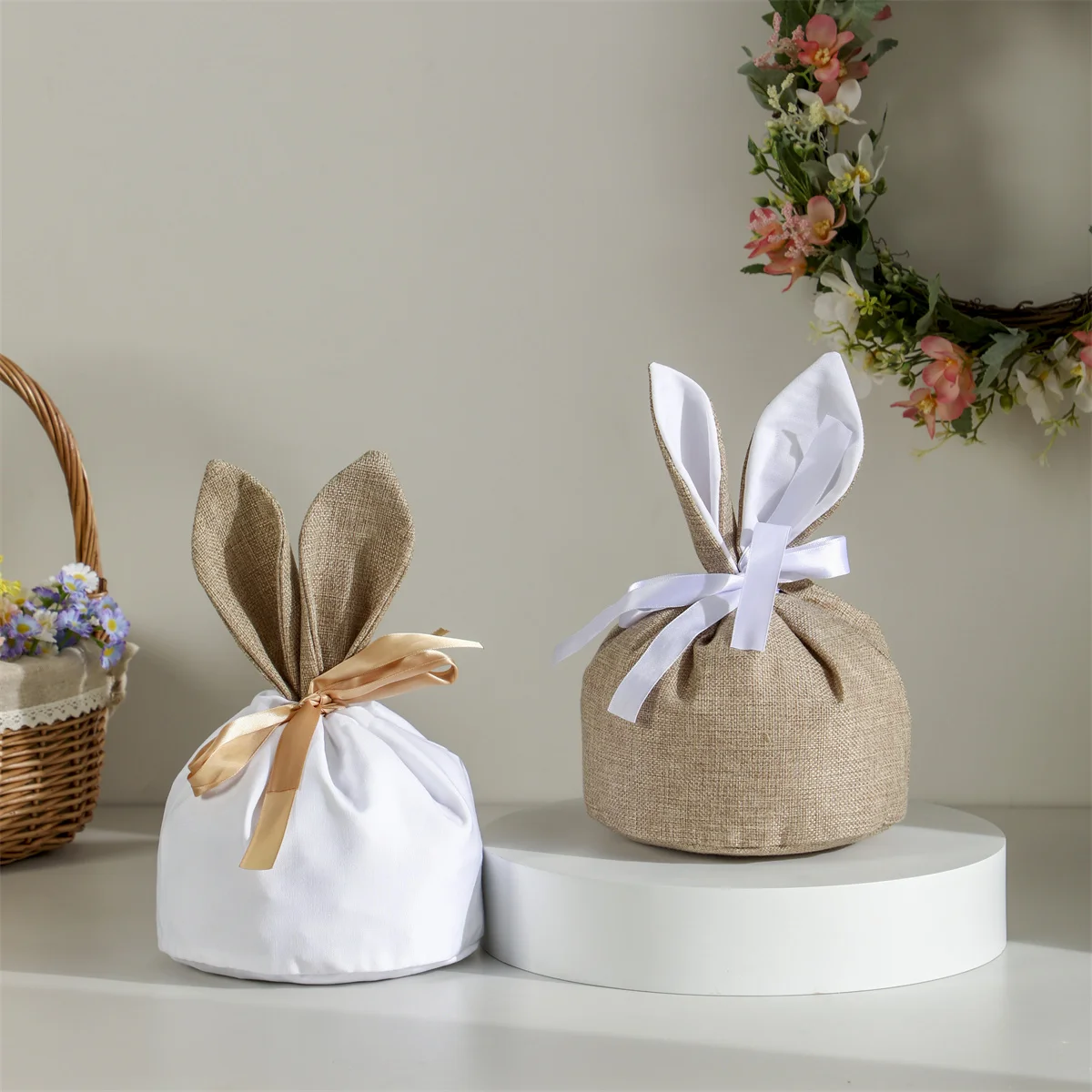 Bolsas de Pascua con Orejas de conejo, cesta de dulces, regalos para niños, Cubo de conejito, bolsa de juguete, bolsas de recuerdo para el día feliz del oriente, decoración del hogar