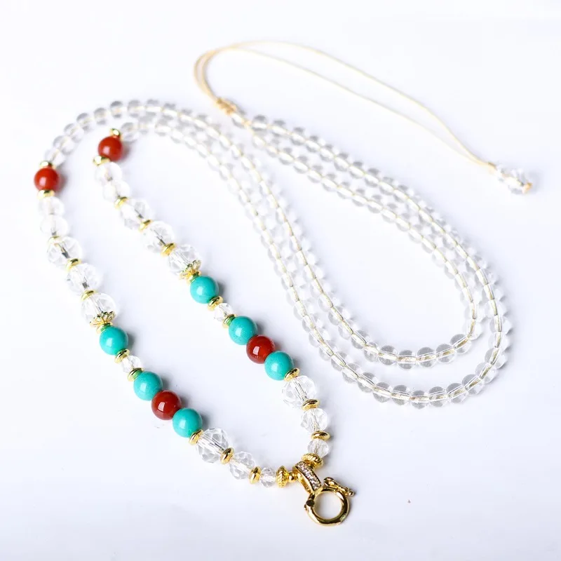 Hand Woven Chinese Style Universal Pendant Cord Carved Turquoise Like Versatile Jewelry Necklace Gifts