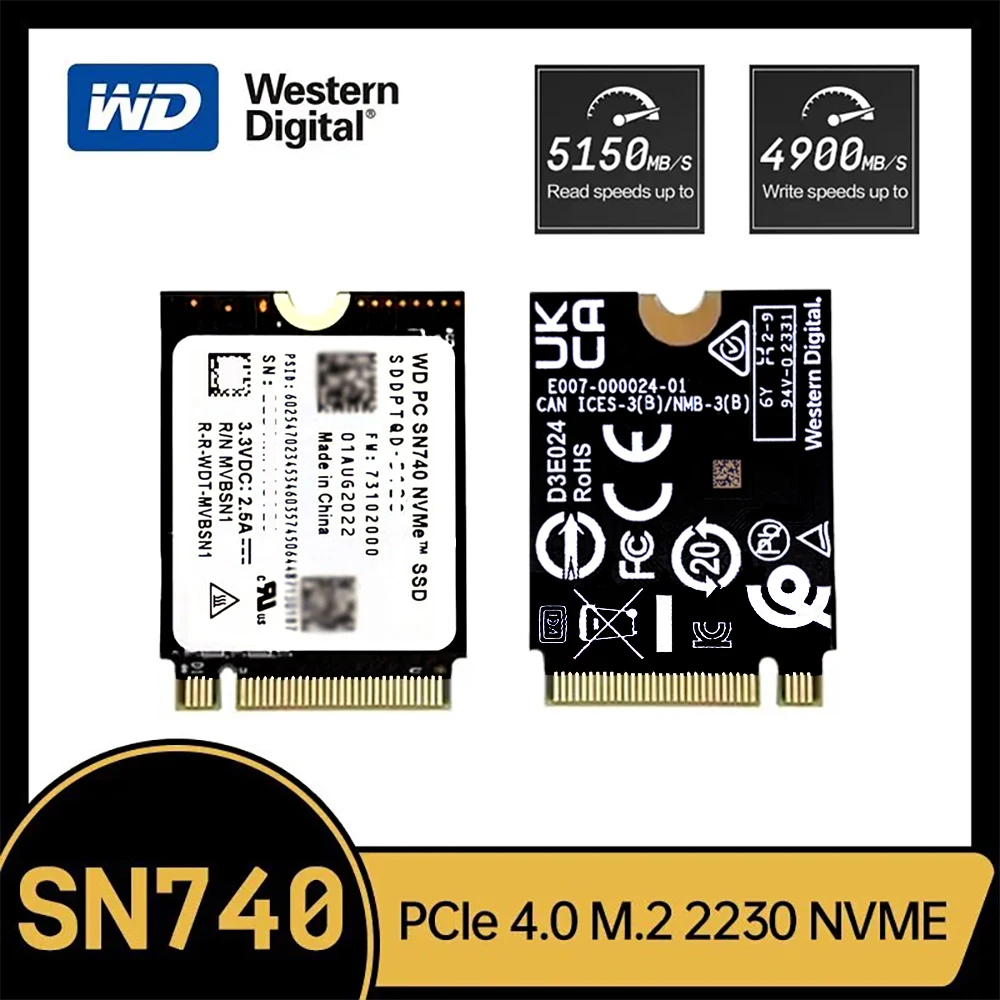 Western digital wd sn740 1tb m.2 ssd 2230 nvme pcie gen 4x4 ssd für microsoft oberfläche prox oberfläche laptop 3 dampf deck