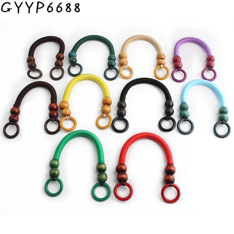 2-10-30PCS Nylon Wooden Beads Rope Handles For Handbag Shoulder Handmade Bead Rope Bag Handle DIY Purse Strap Bags Accessories