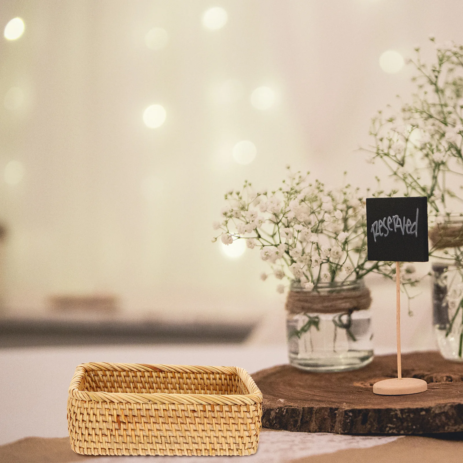 

1Pcs Storage Basket Rattan Handmade Organizer Snack Fruit Holder Desktop Sundries Container Storage Basket