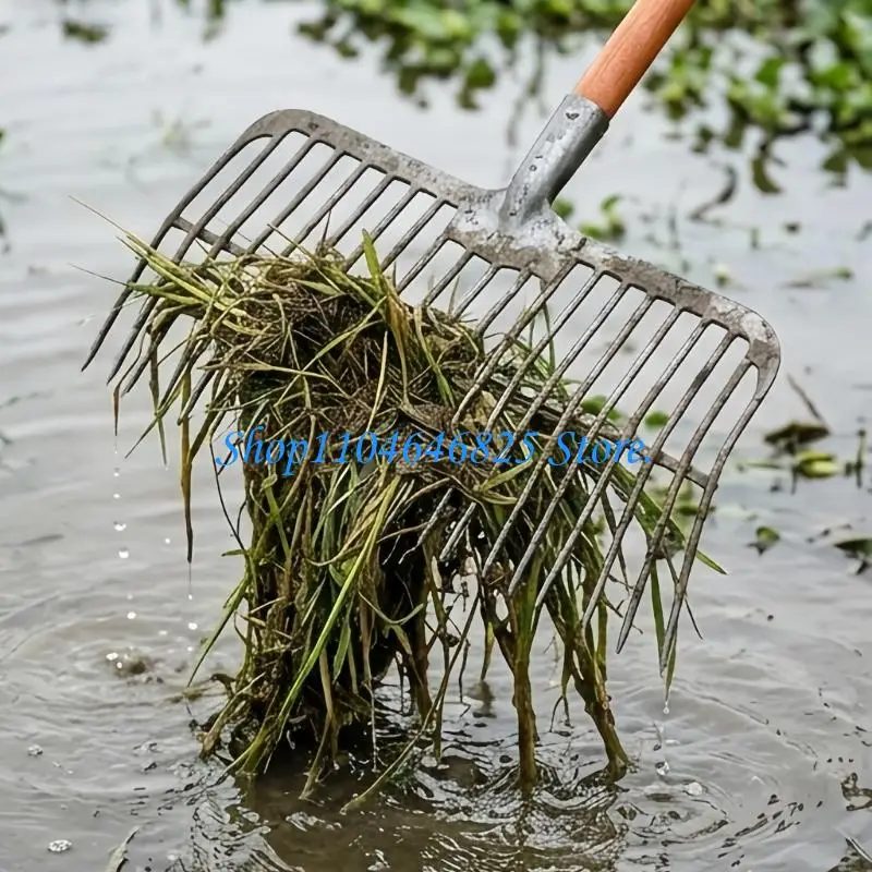 Rice Paddy Grass Fork Head, 21 Prong Metal Grass Head for Wet Cleanup