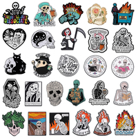 Gothic Skull Enamel Pins Stay Weird Overthinking Skeleton Reading Book Brooches Lapel Badge Halloween Jewelry Gifts For Friends