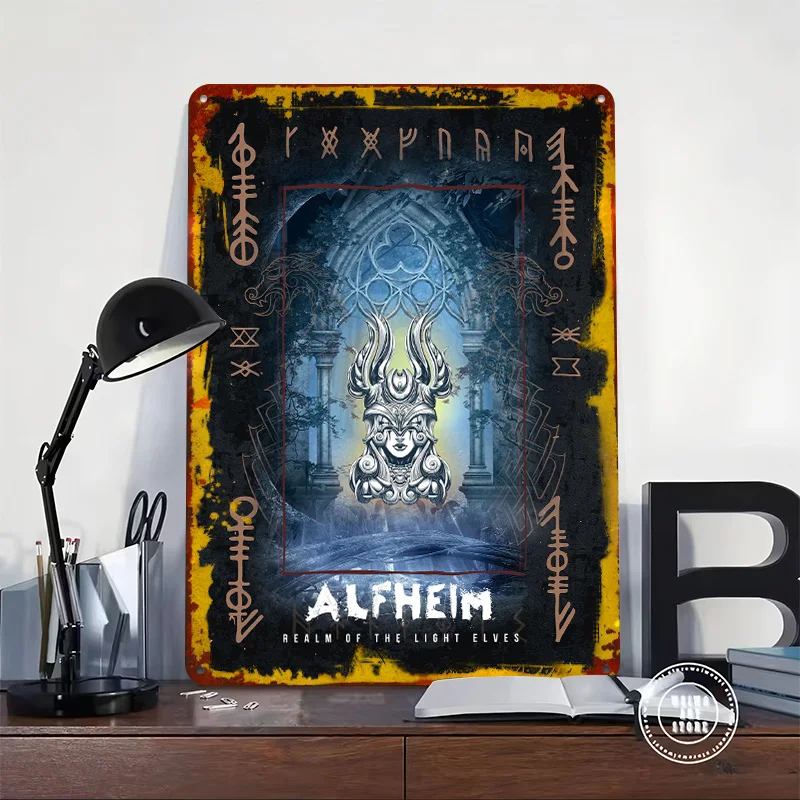 Alfheim Realm of Light Metal Poster Custom Wall Art Retro Vintage Tinplate Signs for Man Cave Aesthetic Decoration Room Decor