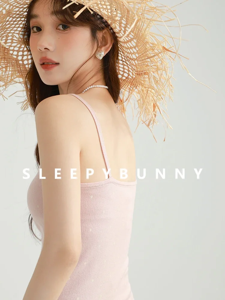 

Women Summer Polka Dot Tank Top Slim Fit U-Neck Sleeveless Stretchy Cami Vest Korean Cute Retro Style Lightweight Camisole