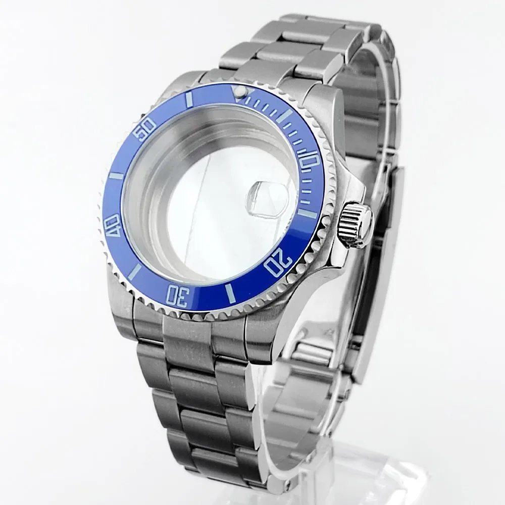 ﻿   40.5 مللي متر الفرعية ساعة الياقوت الزجاج علبة معدنية صالح NH35/36/38 حركة صالح 28.5 مللي متر ساعة الطلب أجزاء اكسسوارات صندوق ساعة الفرقة