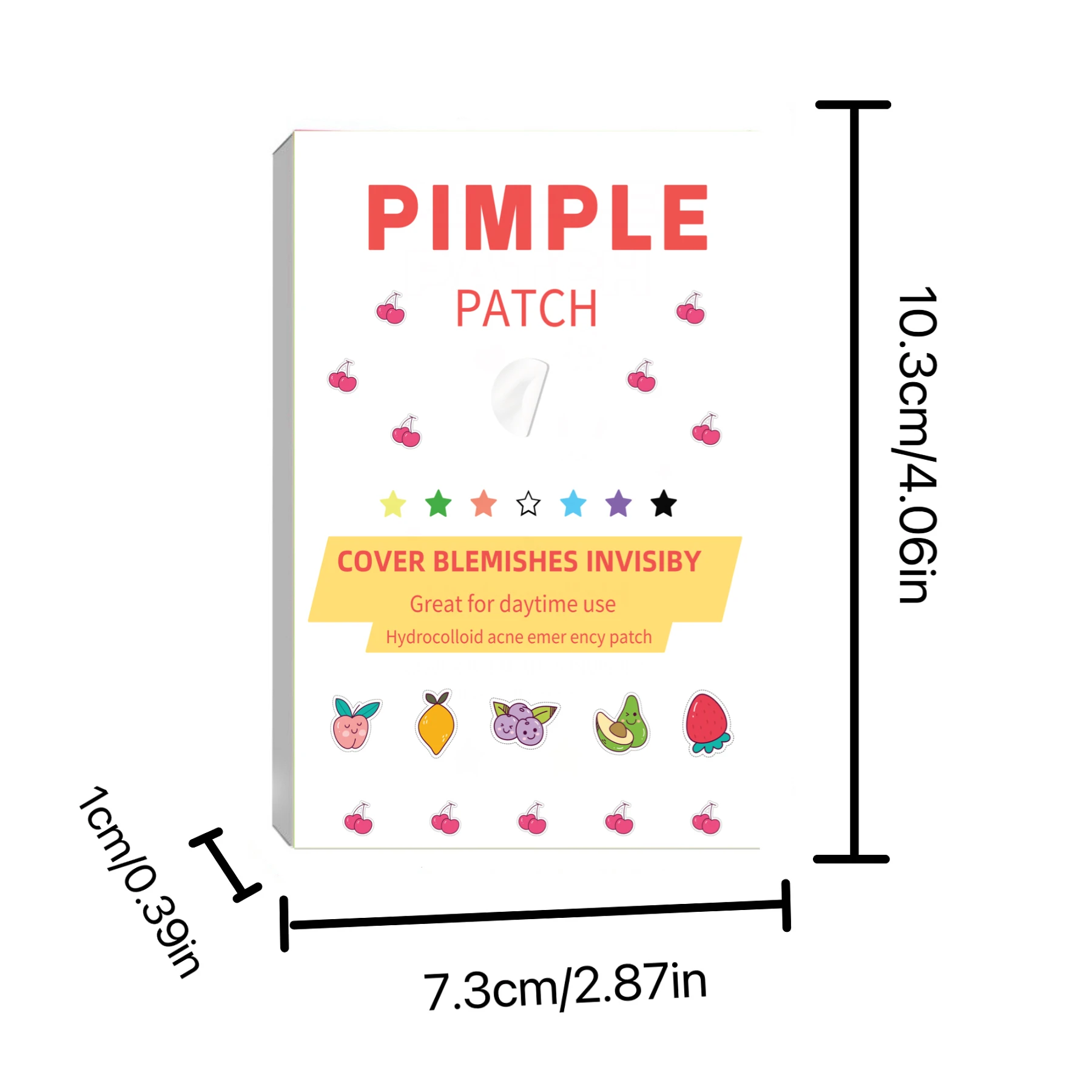 504Pcs Multi Color Star & Heart Hydrocolloid Pimple Patches Invisible Waterproof Blemish Spot Stickers Cute Fruit Cherry Cartoon