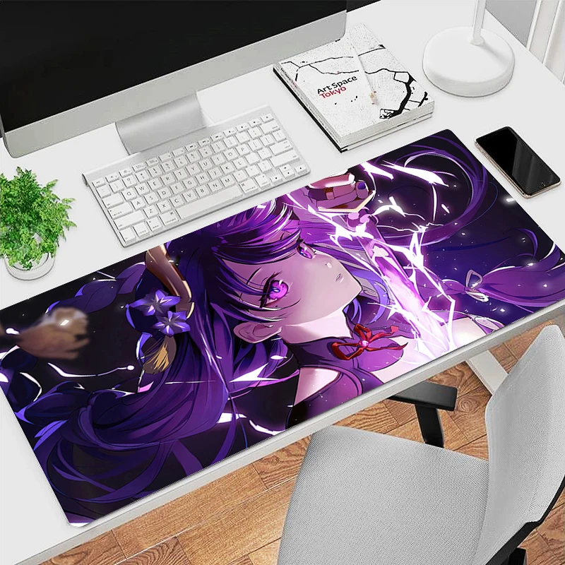 

Purple Anime Gaming Accessories Mouse Pad PC Genshin Impact Raiden Shogun Desk Mat Laptop Kawaii Girl Keyboard Mousepad Carpet