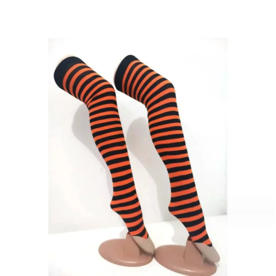 Girls Christmas Striped Tights Children Red White Stripe Twill Stockings Festival Stage Performance Knee-high Socks Thin