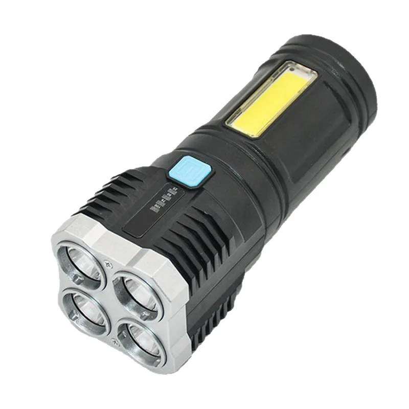 4-LED-Bead Multi-Functional High-Power Flashlight: With COB Side Light, Suitable for Outdoor & Home Use, Portable