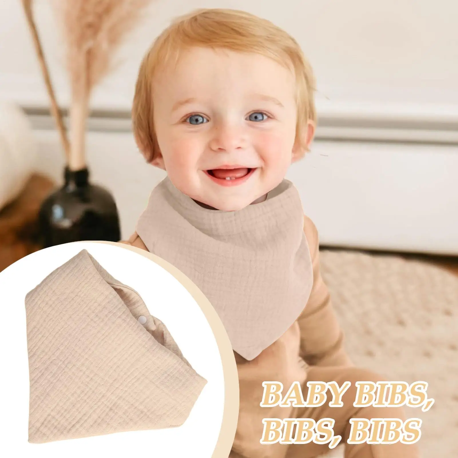 Bib Bandana Bayi, Bib Sapu Tangan Lembut yang Dapat Disesuaikan untuk Bayi, Kain 4 Lapis, Bernapas, Menyerap, Perlengkapan Makan Balita