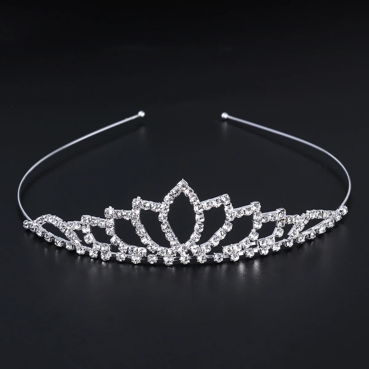 

2Pcs Water Drill Heart Tiara Crown Bridal Rhinestone Headband Elegant Wedding Prom Party Hairpiece Tiara Headband