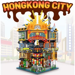 Street View House HONGKONG CITY Model Building Blocks MINI Bricks Modular House Desktop Decoration Assembly Kids Toys For Gifts