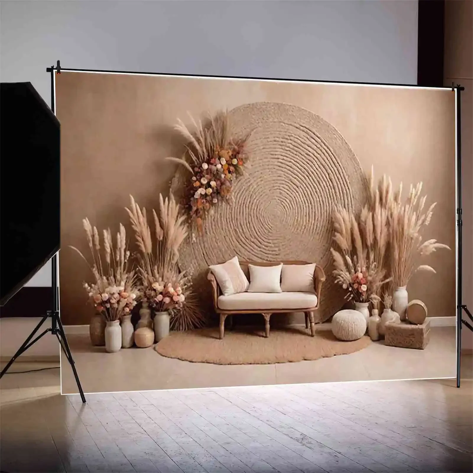 MOON.QG Boho Verjaardag Fotografie Achtergrond Thanksgiving Bohemen Herfst Photozone Achtergrond Baby Studio Photocall Accessoires