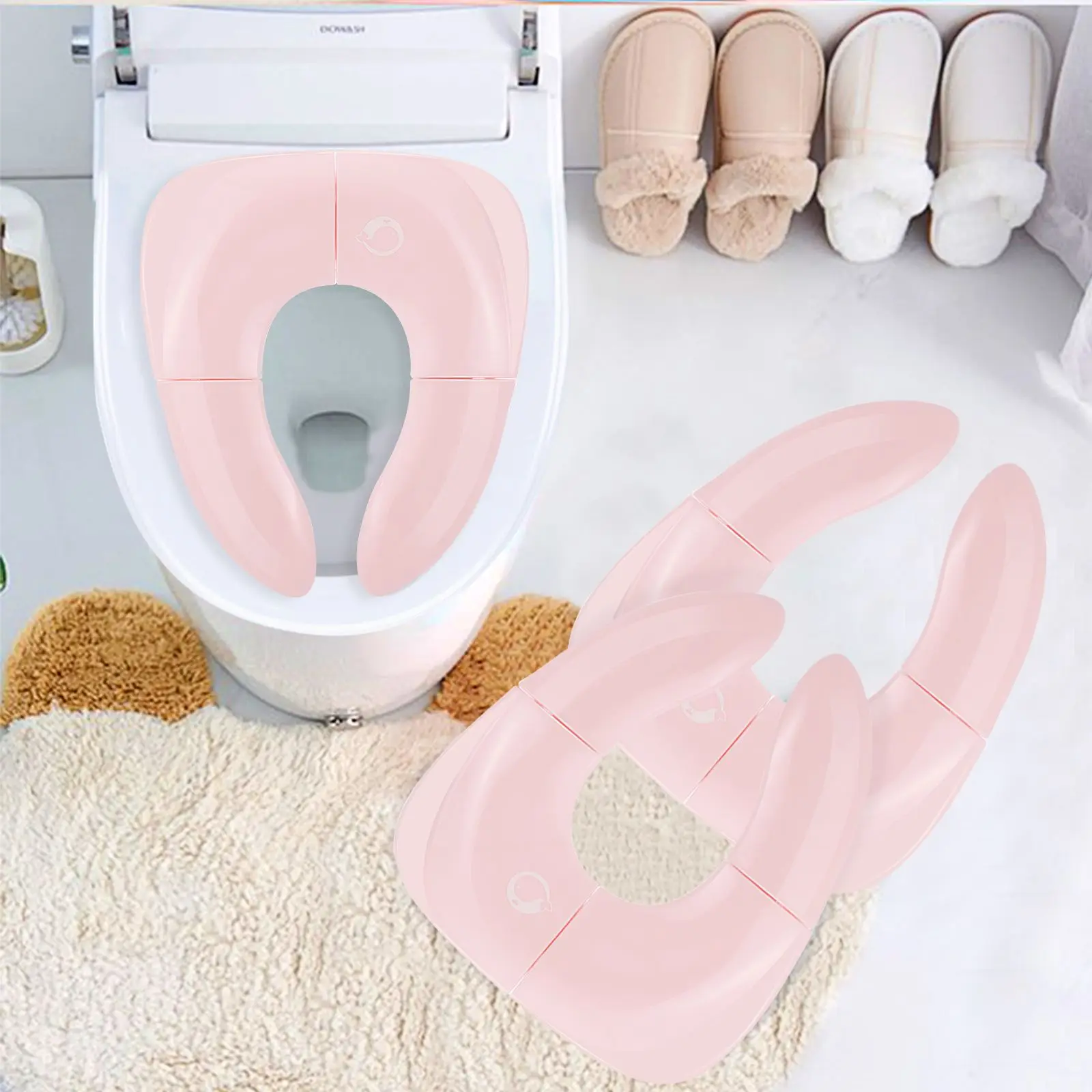 Tragbarer klappbarer Reise-Toiletten sitz für Kinder mit rutsch festem Töpfchen sitz aus Silikon für Kleinkinder, Jungen und Mädchen