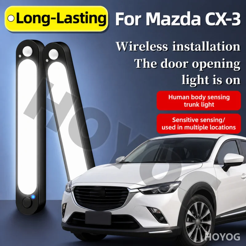 For Mazda CX-3 2015-2026 Car Boot Light LED Lamp Motion Sensor Magnetic USB Rechargeable Trunk Cargo Light Compact SUV Cabin