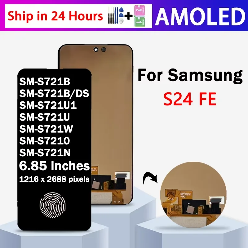 67-'amoled-サムスン-s24-fe-s721b-s7210-s721u-液晶ディスプレイタッチスクリーンアセンブリサムスン-s24fe-s721-液晶フレーム