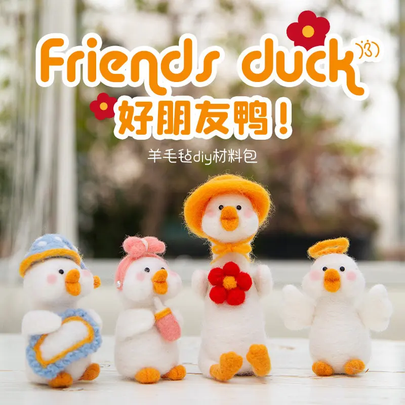 Diy Needle Felting Kit Cute Duck Wool Felt Doll Handmade Craft Set With Tools Car Hanging Decoration Gift For Diy Craft Lovers