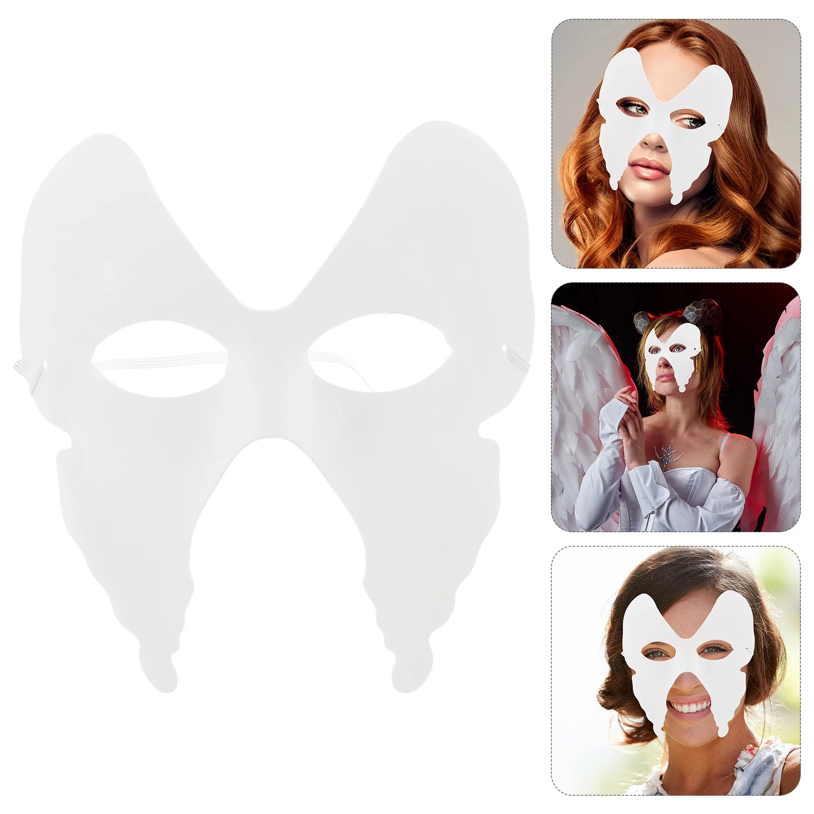 6 Pcs Makeup Halloween DIY Butterfly Mask Miss Masquerade Pulp White Paper Masks Blank Cosplay
