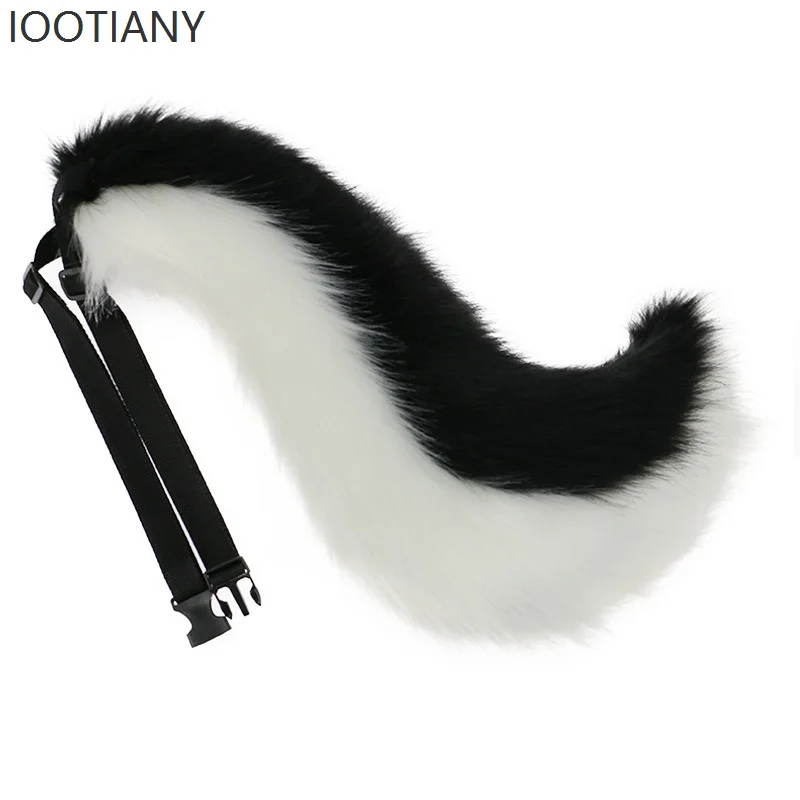 Queue de loup de lune pour filles, accessoires de Cosplay en peluche, fausse fourrure du nouvel an, queue de loup pour femmes, queue d'animal Lolita, cadeau de fête de noël