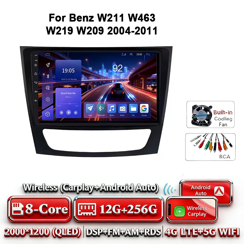 Android 17 autoradio 4G WIFI Carplay voor Mercedes Benz W211 E300 2002-2010 2din DVD GPS Multimedia Bluetooth touchscreen navigatie