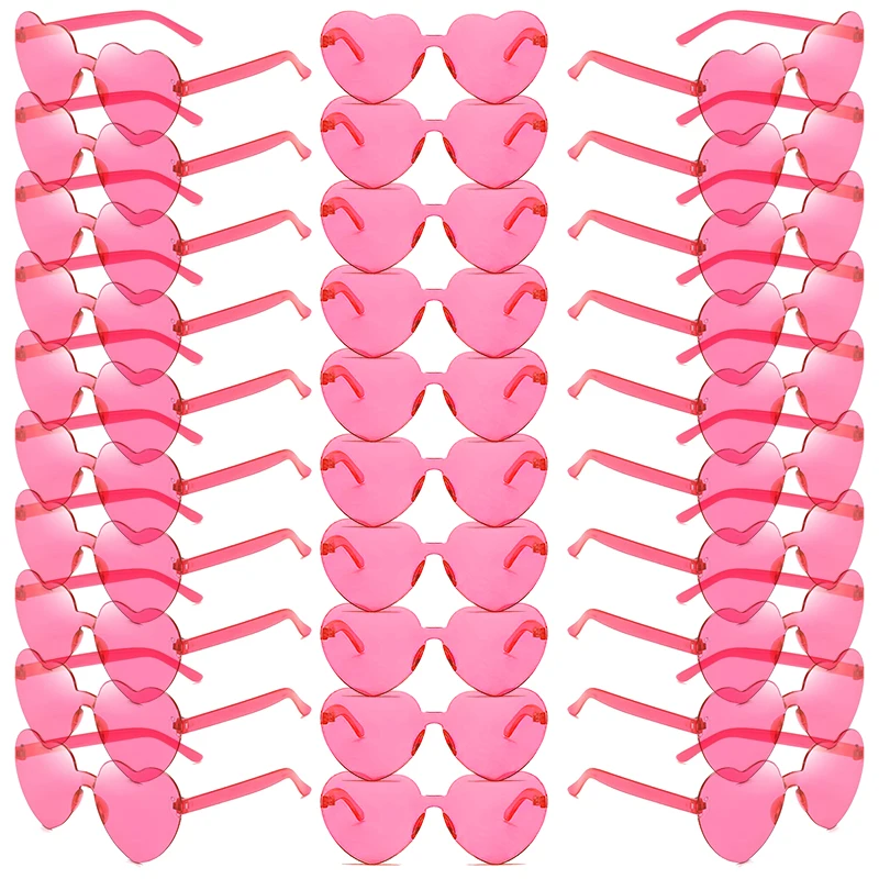30 Paar pro Set herzförmige Sonnenbrille, niedlich, randlos, einfarbig, Strandurlaub, Sonnenbrille für Damen, modisches Design, Rave-Sonnenbrille – Detail 12