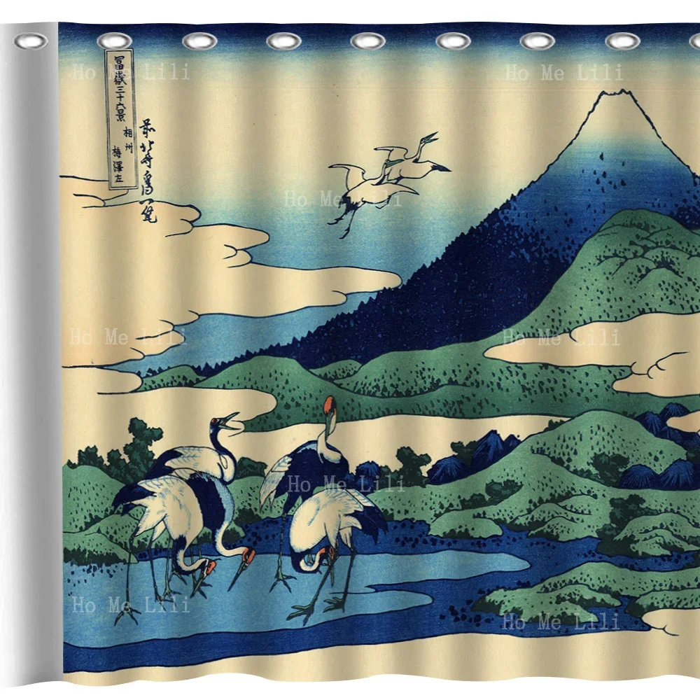 Japanese Mount Fuji Genre Painting Fuyue Thirty Six Scenery By Ho Me Lili Decorate Shower Curtains For Family Toilets