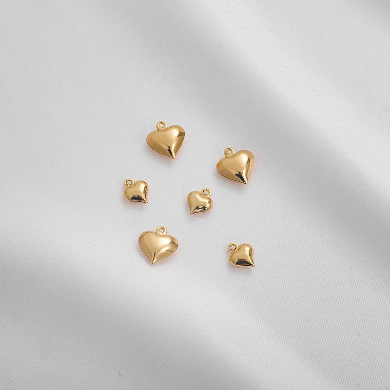 

5Pcs 18K Gold Plated 8x10mm 12x13mm Love Heart Copper Hollow Pendants DIY Necklace Earrings Hairpin Pendant Making Charm Finding