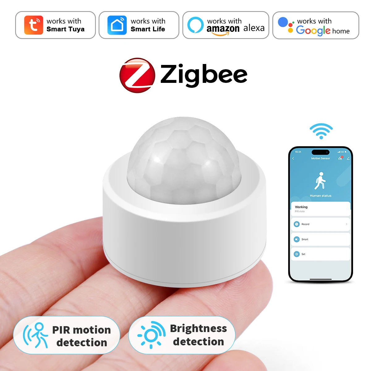 Zigbee Mini Motion Sensor Smart Switch Human Body Sensor Infrared Detector Interruptor Work With Alexa Google Home Need Gateway