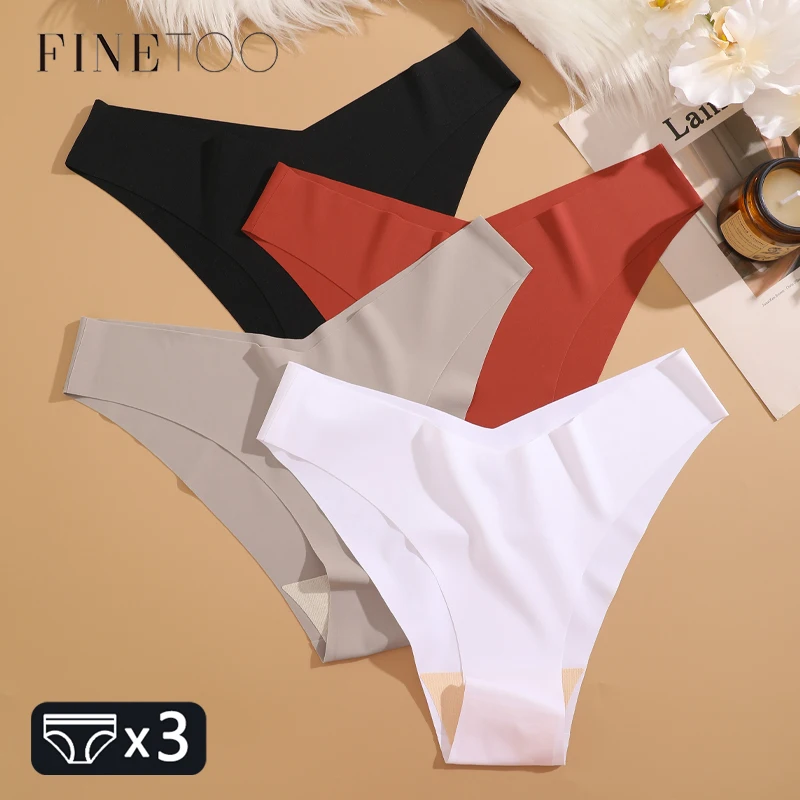 3Pcs Ultra-thin Seamless V Shape Underwear For Women Sexy Silk Panties Bikinis Female Low-Waist High elasticity Lingerie Fashion