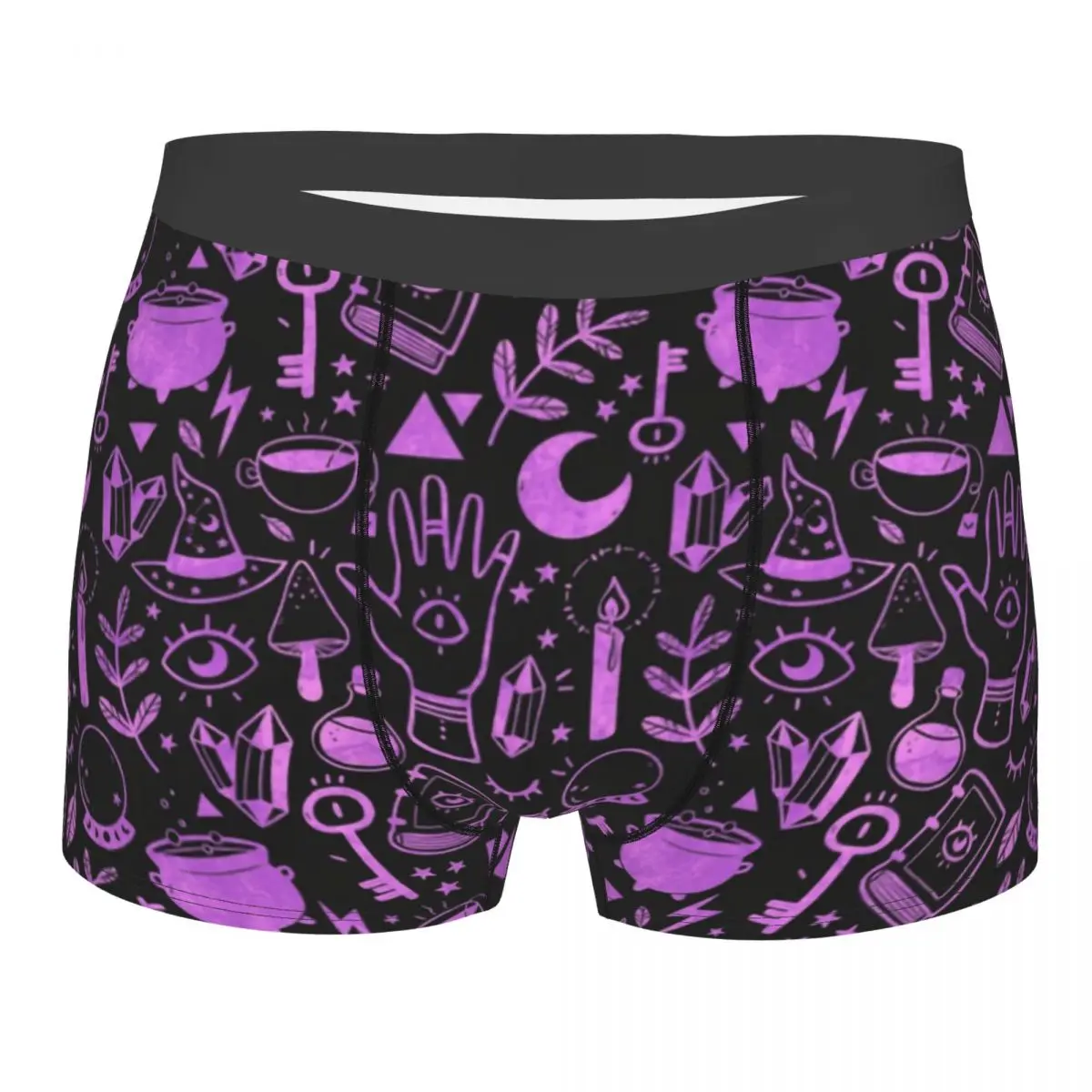 Witchy Things Textured Purple Underwear Men Sexy Printed Custom Halloween Witch Boxer Briefs Shorts Panties Soft Underpants