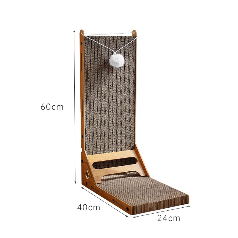 

MJY vertical L-shaped durable non-crumbling corrugated cat scratching pad with bell can be climbed