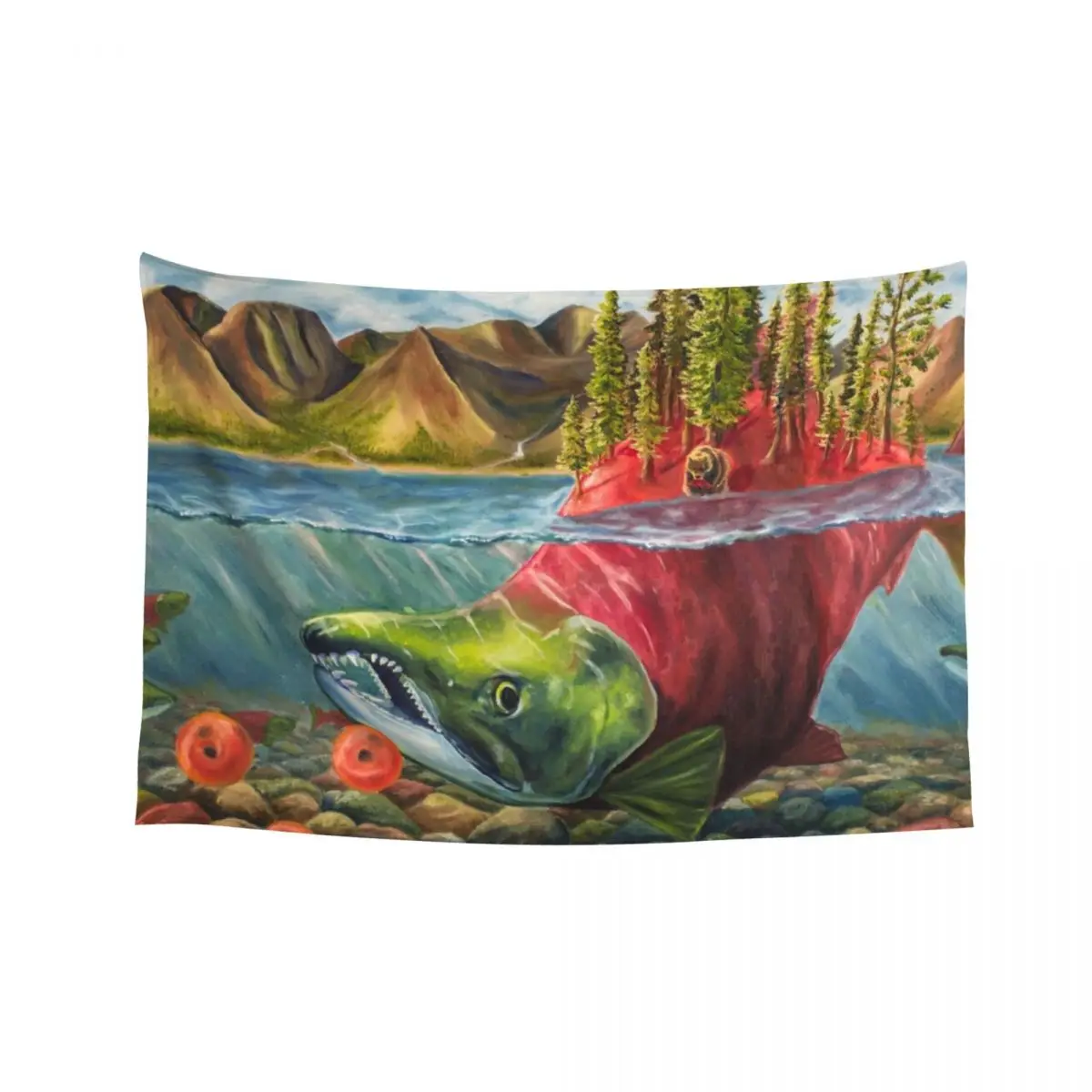 

Sockeye Salmon one with Bristol Bay Tapestry Wall Decorations Carpet On The Wall Room Decor Cute Tapestry