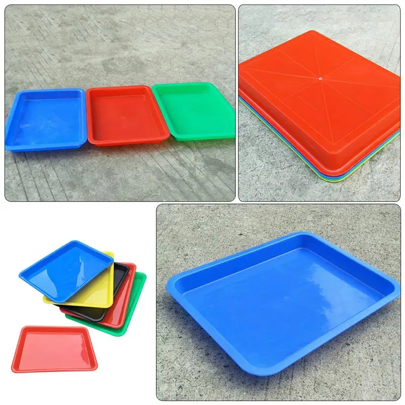 6pcs Plastic Tray Rectangular Storage Holder Dessert Pallet Painting Palette Hotel Service Tray Gadget Container Random Color