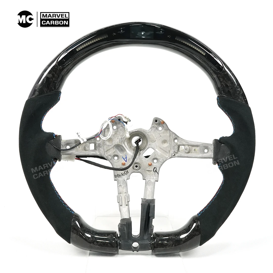 

MC LED Forged Carbon Fiber Steering Wheel For BMW leather Alcantara Spot Direct Delivery No Airbags