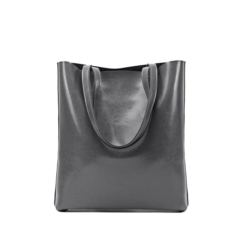 Bolso de mano de cuero de gran capacidad para mujer, bandolera informal de alta calidad, versátil, de lujo, a la moda