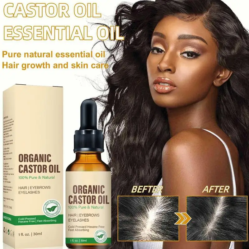 100% Pure Natural Castor Oil Nourishes Hair Growth Skin Massage EssentialOil Eyebrows Growth Prevents Skin Aging Hair Care Oil