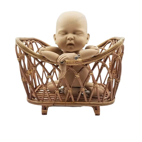 Newborn Photography Props Rattan Round Container Basket Chair Bebe Photo Accesories Recien Baby Girl Boy Posing Bed Background