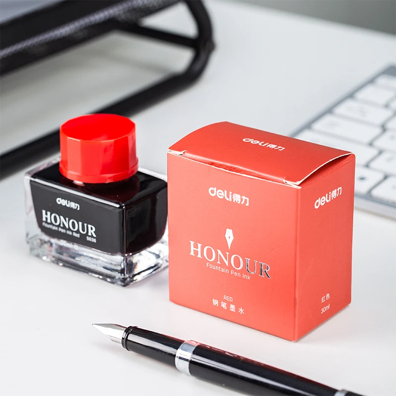 Deli 1PCS 30ml Fountain Pen Black Red Inky Blue Erasable Blue Ink High Quality Writing Ink Special Ink Non-Carbon Inks