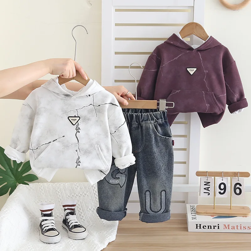 

Girls Clothing sets Spring Autumn 2025 Children Cotton Hoodies Denim Pants 2pcs Sports Sweatshirts Suit For Baby Outfits Kids 5Y