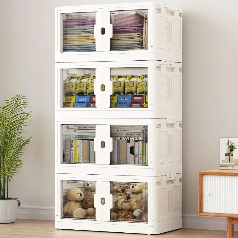 V7 Stackable Storage Bins, 104QT 26 Gal Closet Organizers and Storage with Doors