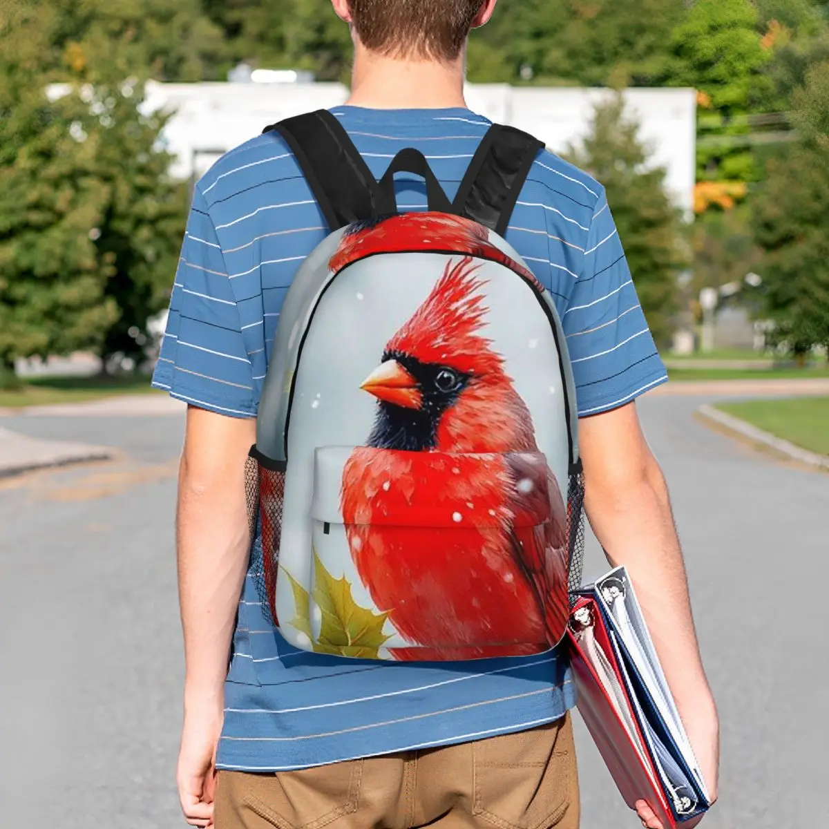 Winter Cardinal Bird On Branch Backpack Student BookBag Kids School Bag Computer Shoulder Bags for Boys Girls