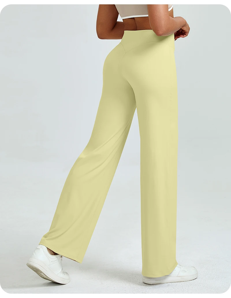 Hochgeschnittene Gerade Yoga-Hose für Damen, Nacktgefühl Po-Lifting Lose Passform Workout-Hose, Schlankmachende Gym-Hose