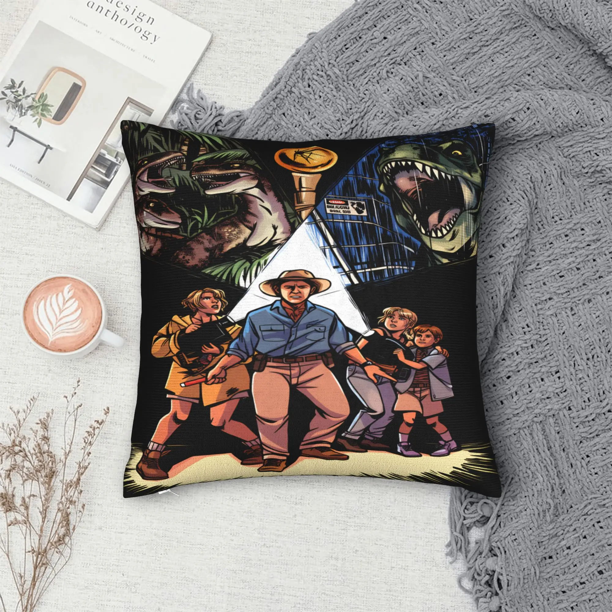 Pillow Case Cartoon Jurassics Parks Dinosaur Soft  Pillow Cover For Chair Sofa Home Decor Funny Pillowcases