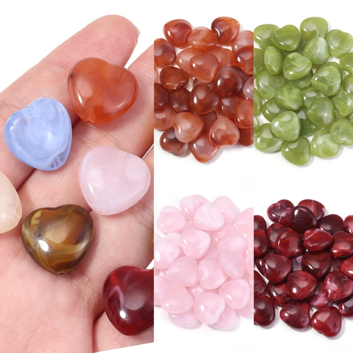 

30 шт./лот, двухцветные акриловые бусины в форме сердца, бусины с прямыми отверстиями, разноцветные свободные бусины для изготовления ювелирных изделий, брелки «сделай сам», аксессуары