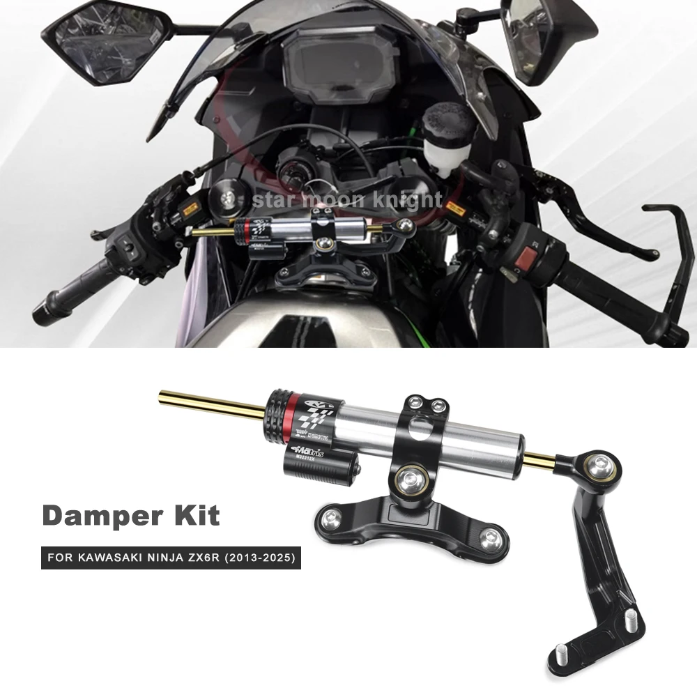 

Motorcycle Steering Damper For KAWASAKI NINJA ZX6R ZX 6R (2013-2025) Accessories Steering Dampers Stabilizer Mounting Bracket