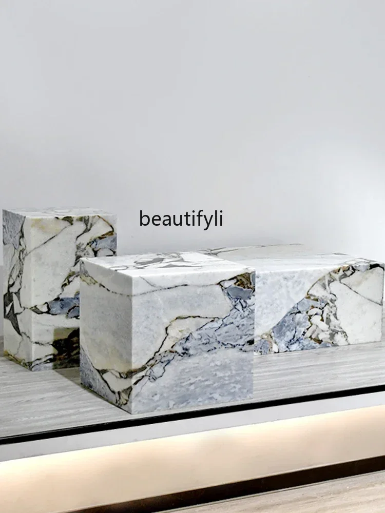 CC Danish designer marble coffee table wabi wind villa living room luxury stone sofa side table