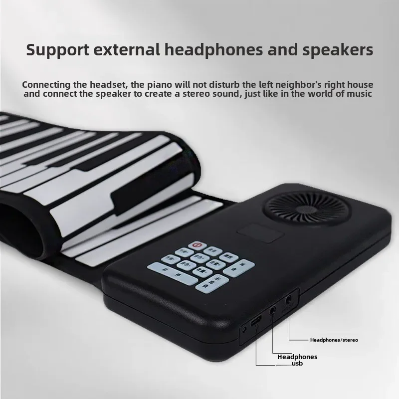 

88-key hand-rolled piano Battery powered foldable keyboard Portable silicone electronic organ with speaker for home use